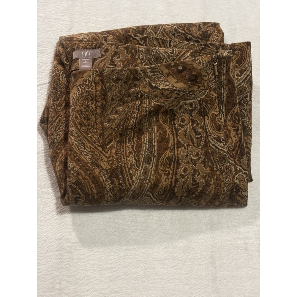 J. Jill Pants Women's Size‎ 6 Petites Casual Work Stretch Paisley Print Brown